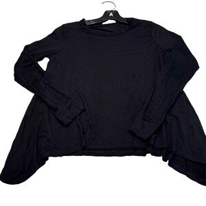 DON’T ASK WHY ITALY Long Sleeve Women's One Size Top Black Asymmetrical Hem